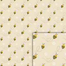 bee flowers beige pattern