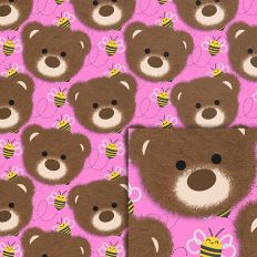bee teddy bear pink pattern