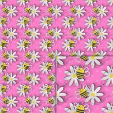 bees flowers dots pattern