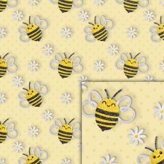 bees flowers glitter pattern