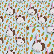 blue bunnies carrots easter pattern
