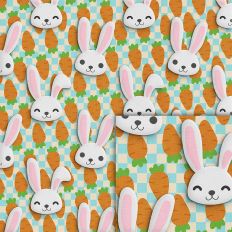 bunny carrots squares pattern