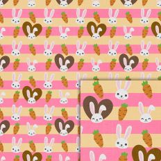 bunny hearts carrots pink pattern