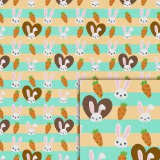 bunny hearts carrots turquoise pattern