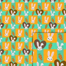 bunny hearts carrots turquoise stripes pattern
