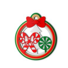 candy cane circle ornament tag