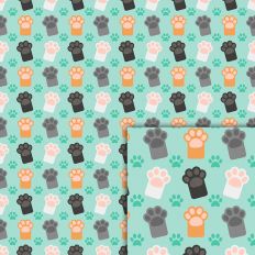 cat paw green pattern