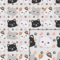 cats hearts pattern