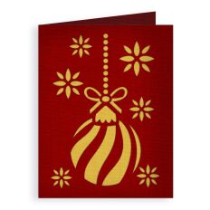 christmas ornaments and poinsettias card