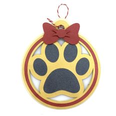 christmas paw circle ornament tag