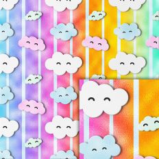 clouds stripes foil style pattern