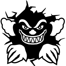 clown breaking the wall