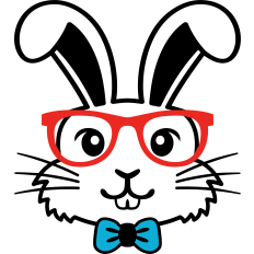 cute bunny with glasses and bow
