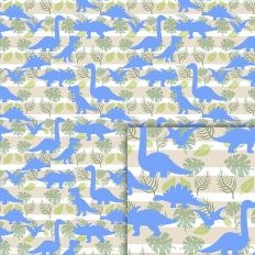 dino blue stripes leaves pattern