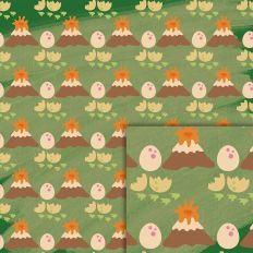dino egg volcano green pattern