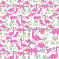 dinos leaves pink pattern