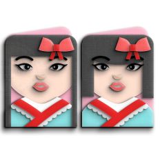 doll haircut with bow card
