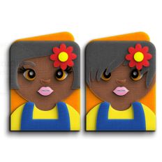 doll haircut with flower card