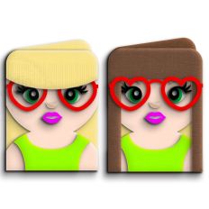 doll haircut with glasses card