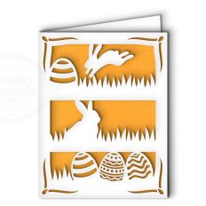 easter bunny hop and eggs card