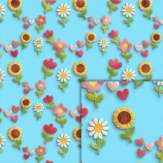 flowers blue foil style pattern