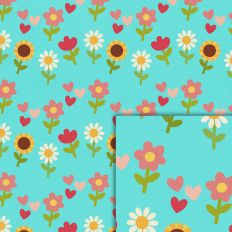 flowers turquoise pattern