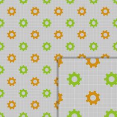 gear green orange pattern