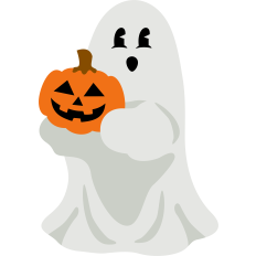 ghost with halloween pumpkin