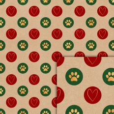green red pet paw foil style pattern