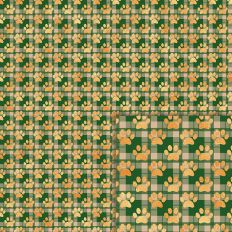green red plaid pet paw foil style pattern