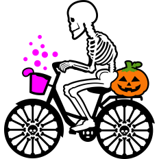 halloween skeleton with bike