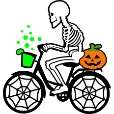 halloween skeleton with bike
