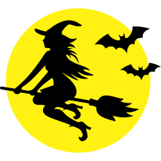 halloween witch on the full moon