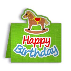 happy birthday rocking horse card