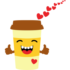 happy coffee cup with hearts