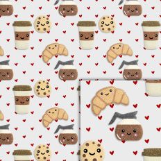 happy coffee glitter pattern