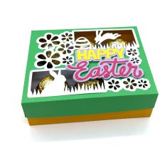 happy easter bunnies rectangle box