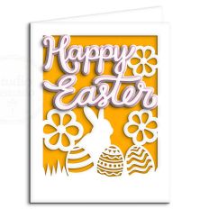happy easter bunny and eggs card
