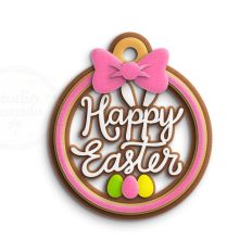 happy easter circle ornament tag