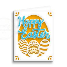 happy easter decorated eggs card