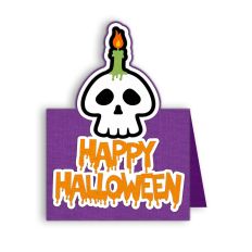 happy halloween skull with candle card