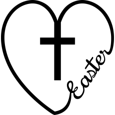 heart cross easter line
