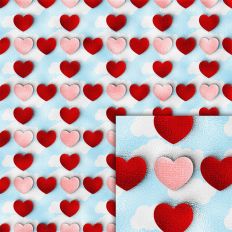 hearts clouds foil style pattern