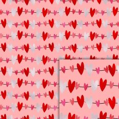hearts in line foil style pattern