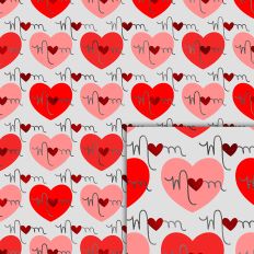 hearts love mom foil style pattern
