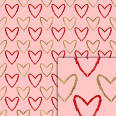 hearts red gold foil style pattern