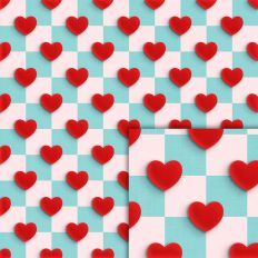hearts squares pattern