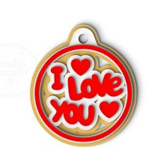 i love you circle ornament tag