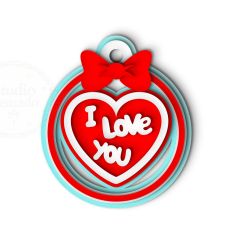 i love you heart circle ornament tag
