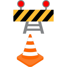 icon of construction fence and cone